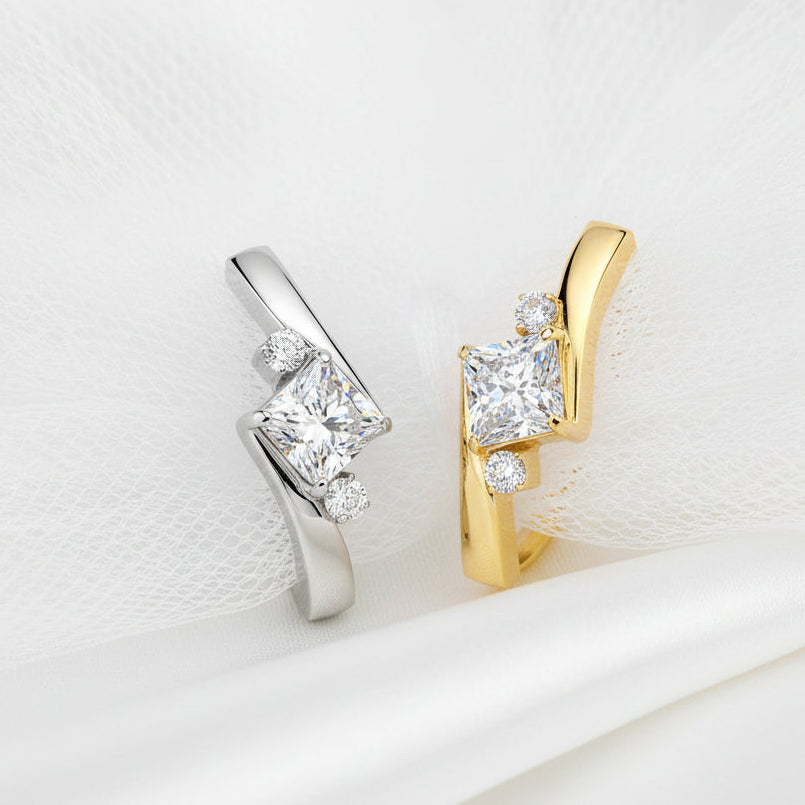 Princess Cut Hinged Belly Bar 14G