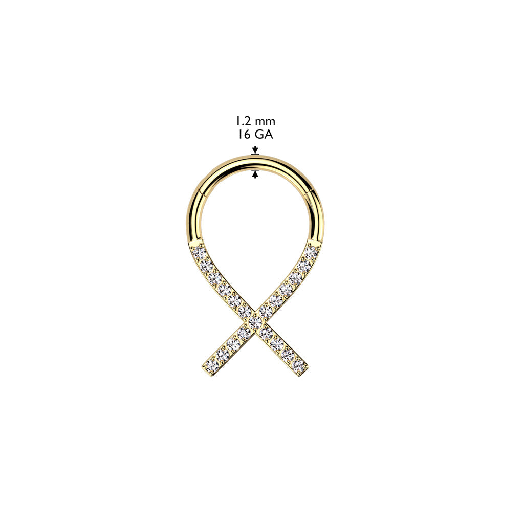 Titanium Cross Paved Hinged Ring