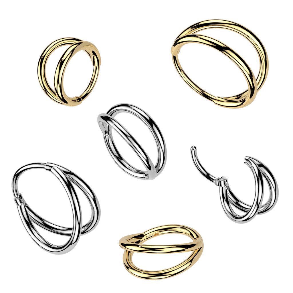 Titanium Double Line Hinged Ring