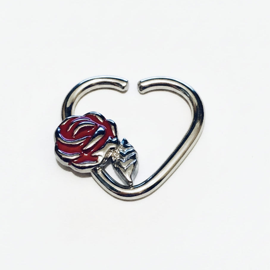 Red Rose Right Daith Ring 16G