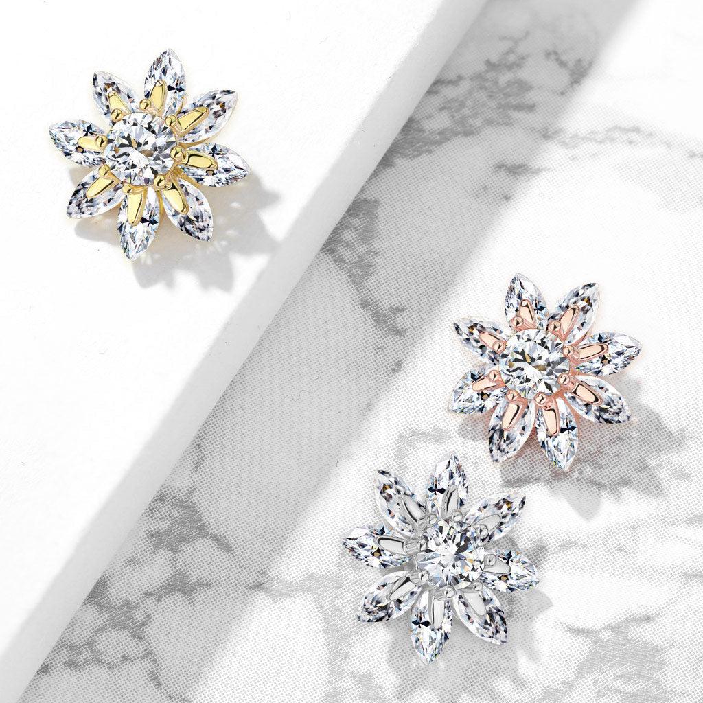 12mm Marquise Flower Dermal Top 14G-My Body Piercing Jewellery