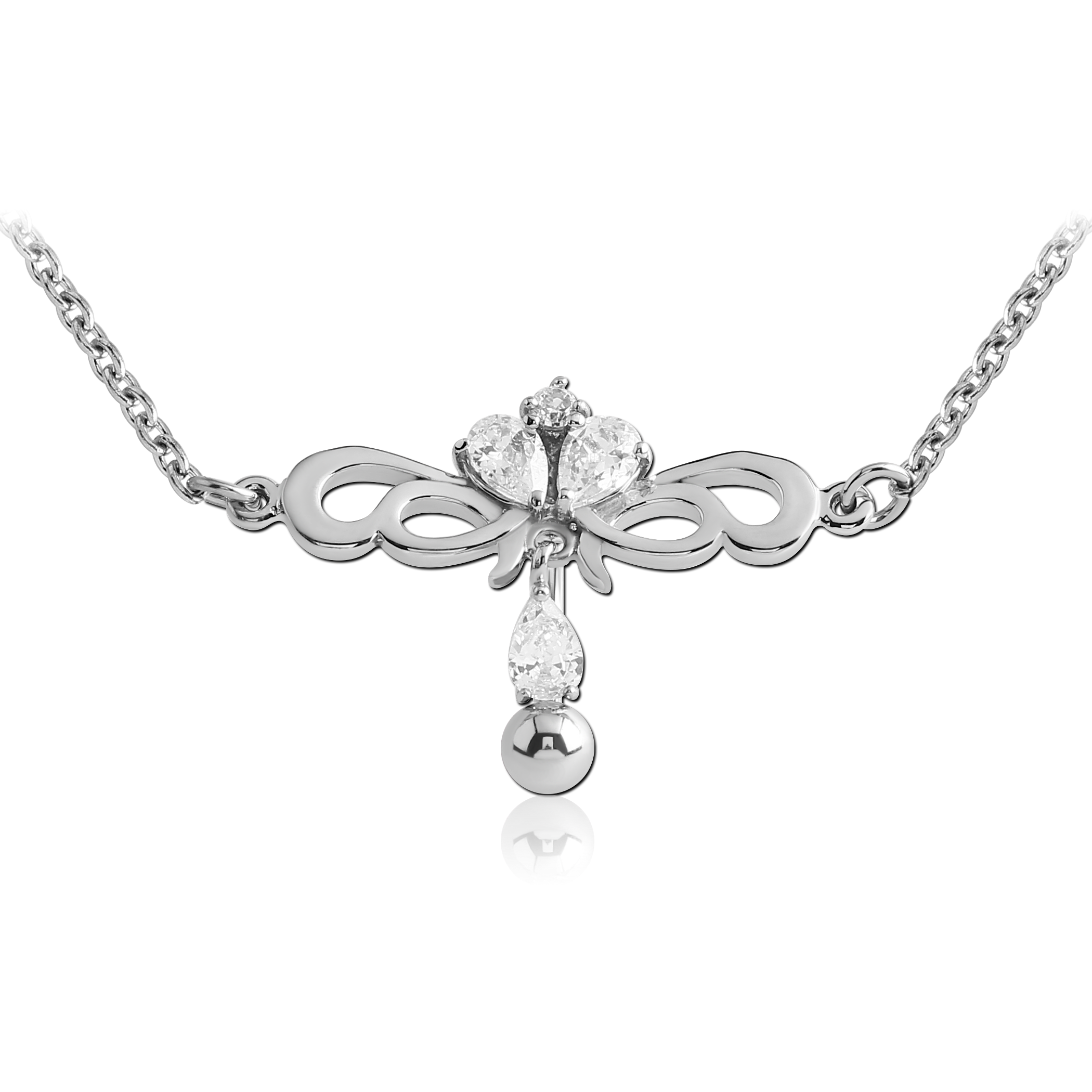 Gem Dangle Top Drop Belly Chain 14G