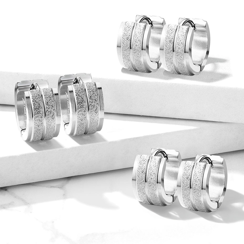 Sandblasted Huggies Earrings Pair
