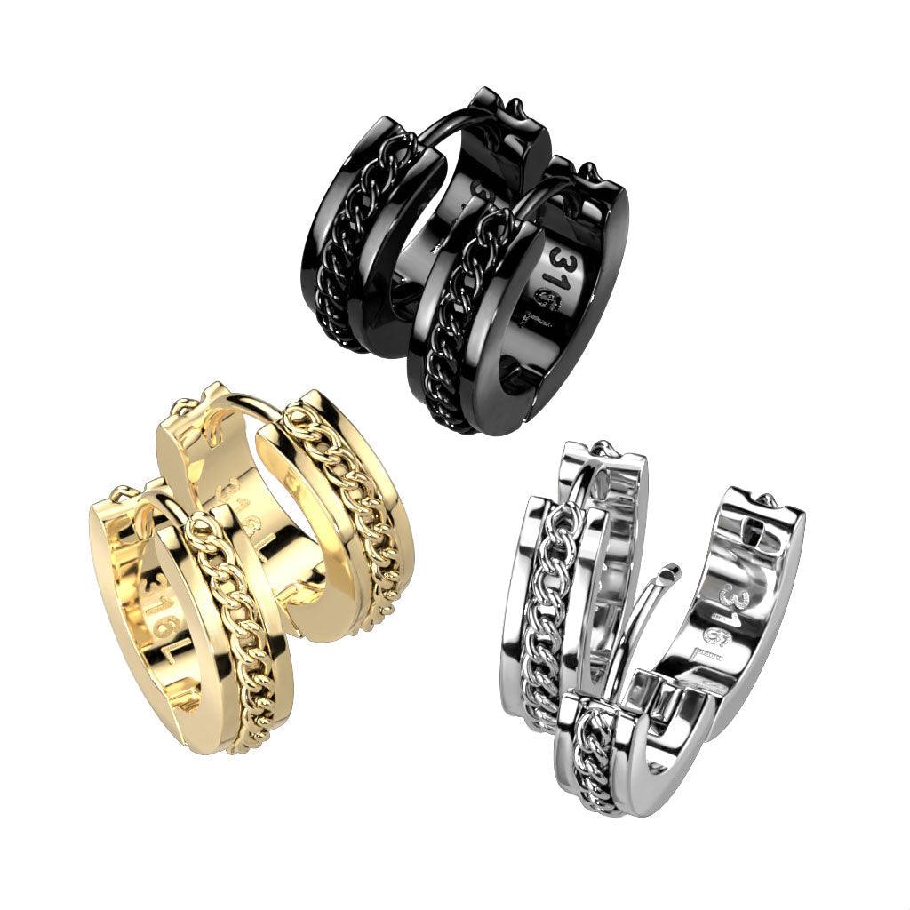 Chain Huggies Earrings Pair-My Body Piercing Jewellery