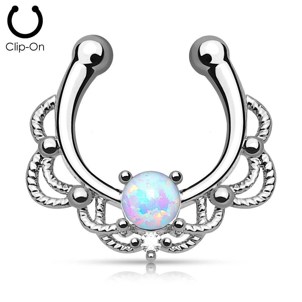Opal Filigree Non-Piercing Septum Ring-My Body Piercing Jewellery