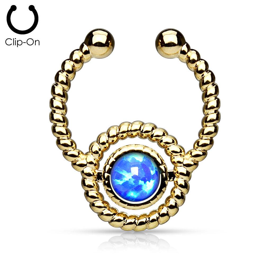 Opal Twist Non-Piercing Septum Ring-My Body Piercing Jewellery