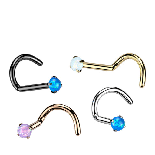 Set of nose rings with gemstones on a white background