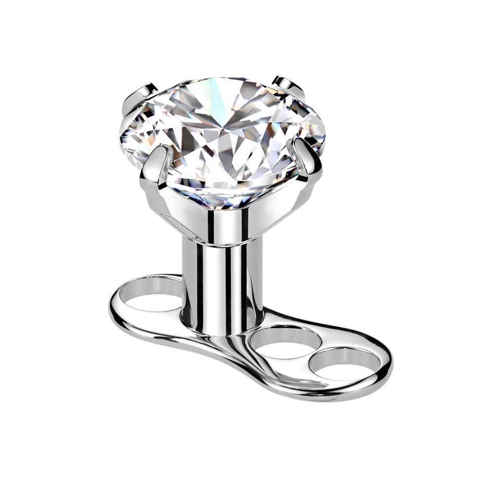 Titanium Gem Dermal Anchor 3 Hole 2mm Rise