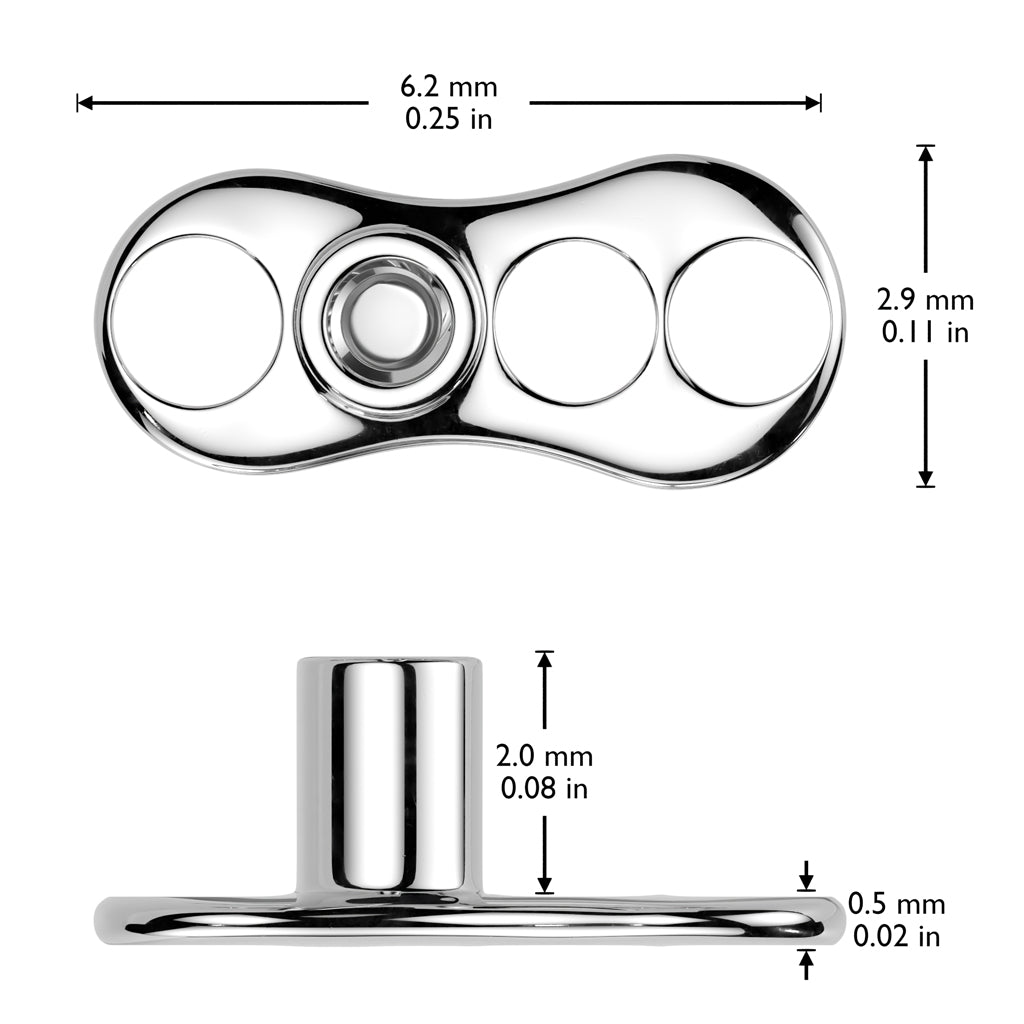 Titanium Gem Dermal Anchor 3 Hole 2mm Rise