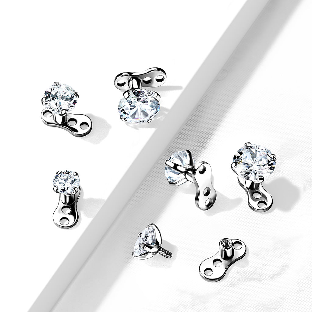 Titanium Gem Dermal Anchor 3 Hole 2mm Rise