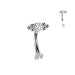 Titanium I.T. Beaded Gem Curve 16G Silver – Solid Titanium with CZ Gems for Eyebrow, Rook & Vertical Labret Piercings