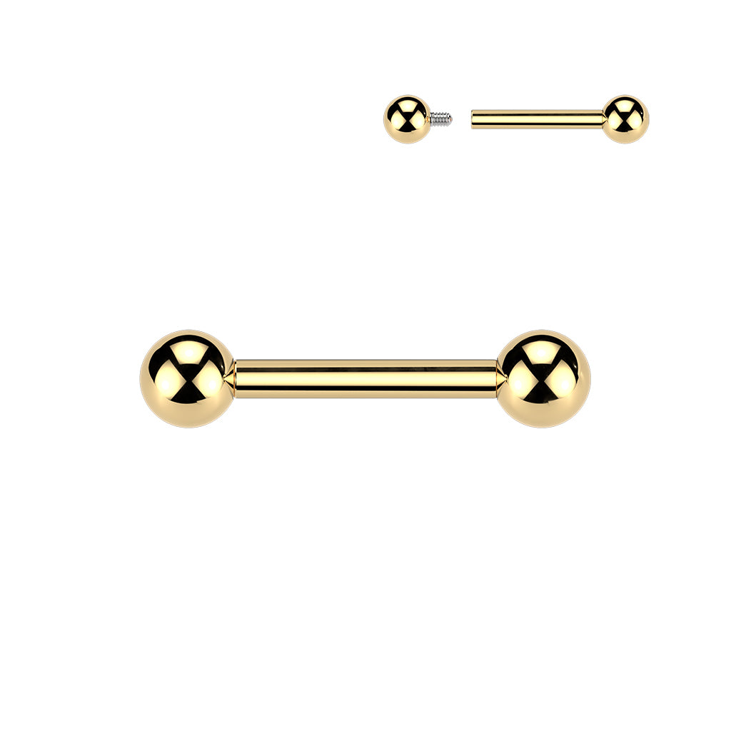 24kt Gold Plated Titanium I.T. Barbell 14G 16G