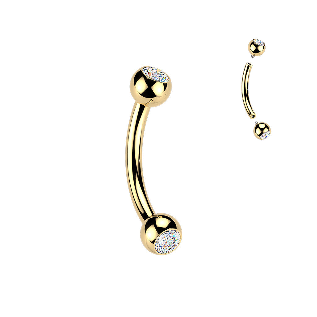 24kt Gold Plated Titanium I.T. Gem Curve 16G