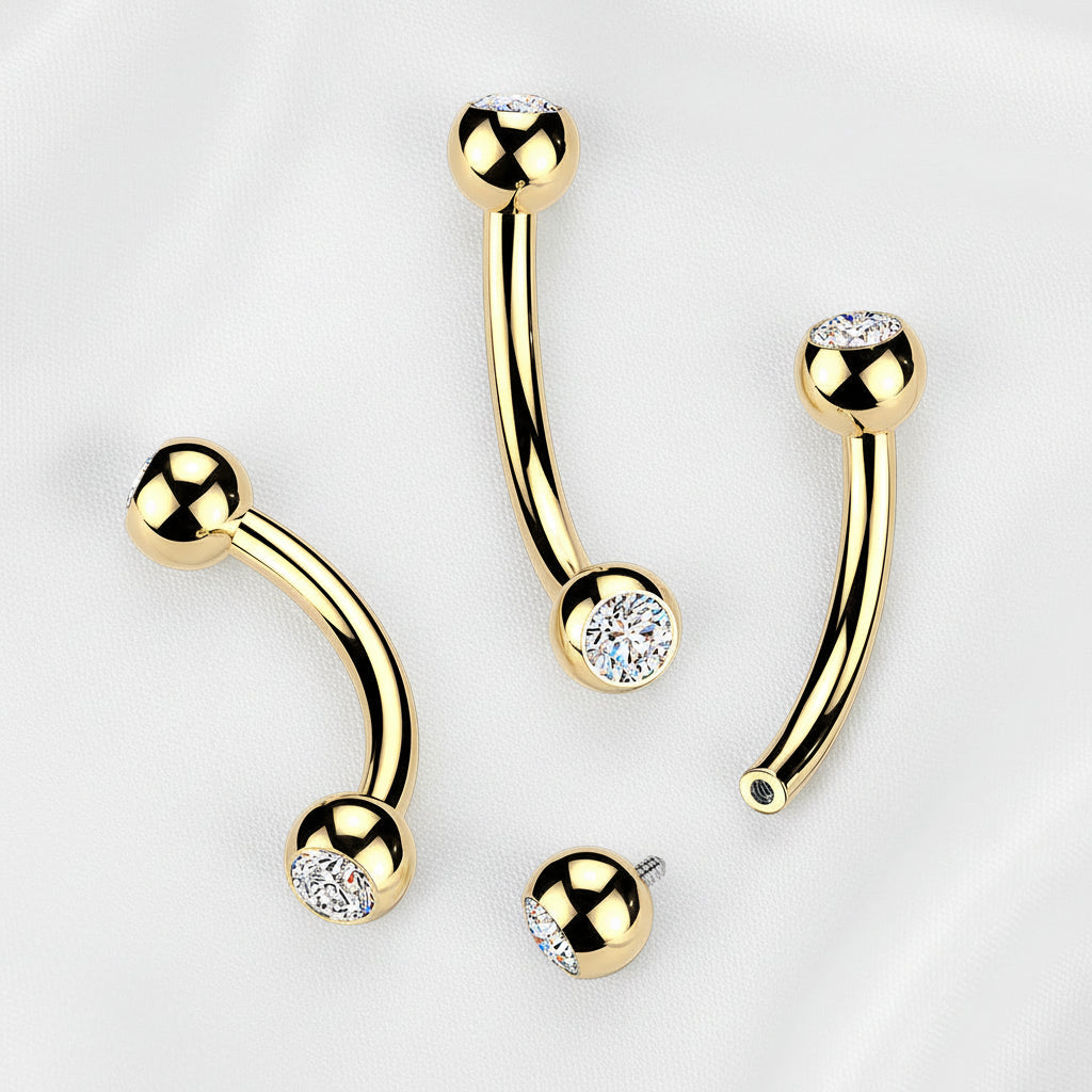 24kt Gold Plated Titanium I.T. Gem Curve 16G