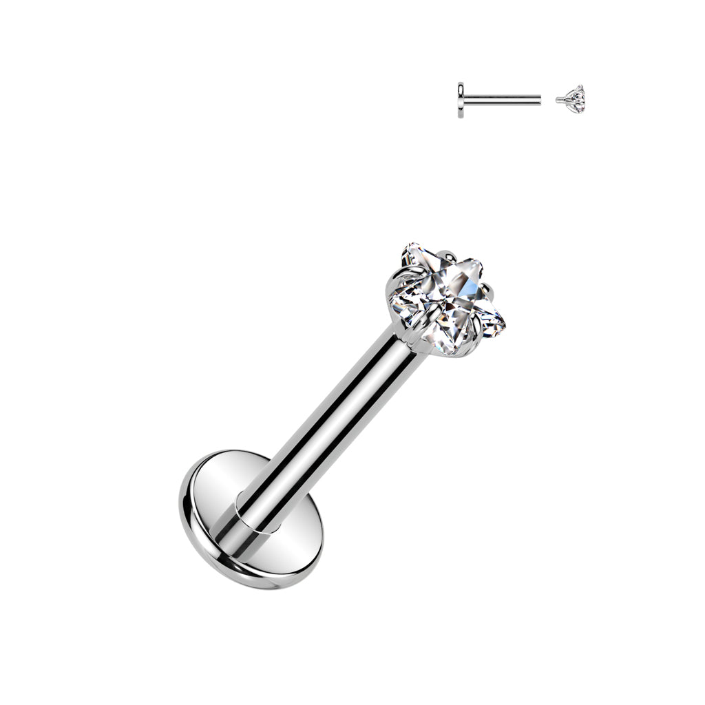 Titanium Prong Star Labret 16G
