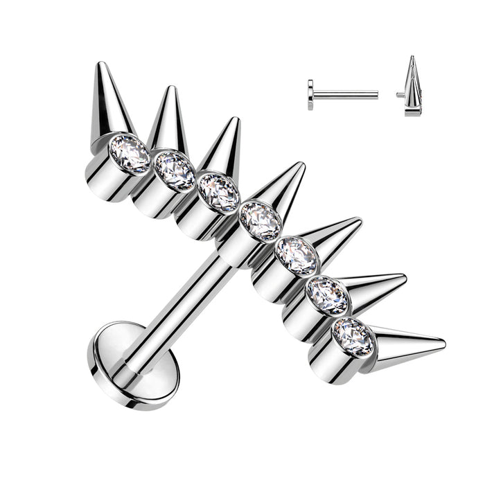 Titanium Spike Gem Fan Labret 16G