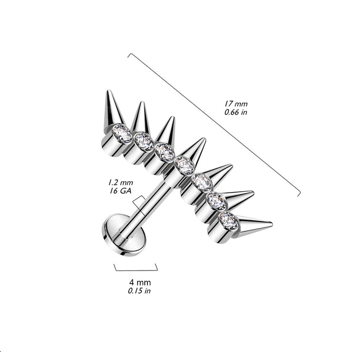 Titanium Spike Gem Fan Labret 16G