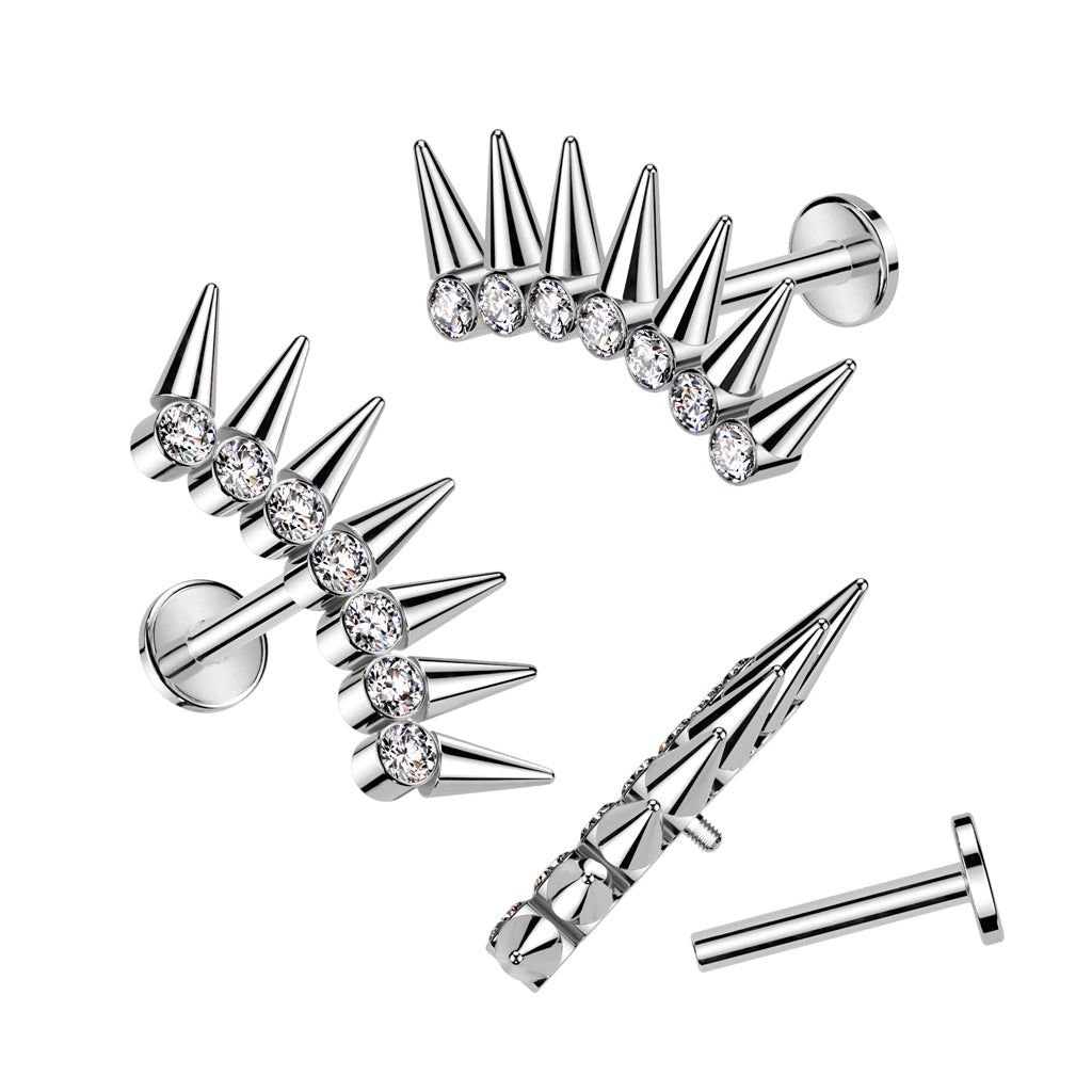Titanium Spike Gem Fan Labret 16G
