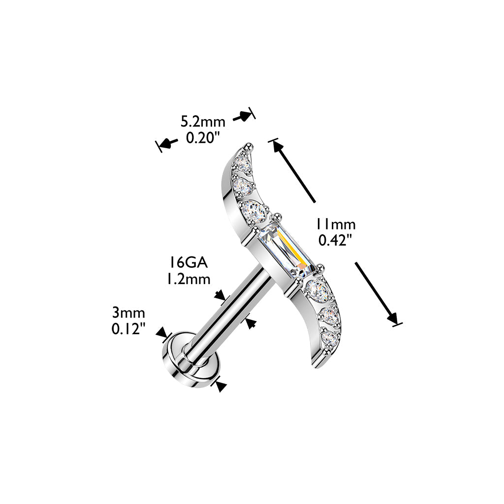 Titanium Baguette Wave Labret 16G