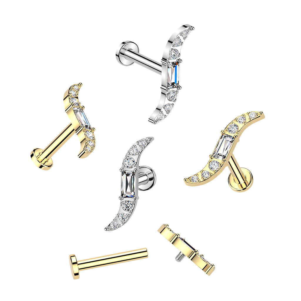 Titanium Baguette Wave Labret 16G