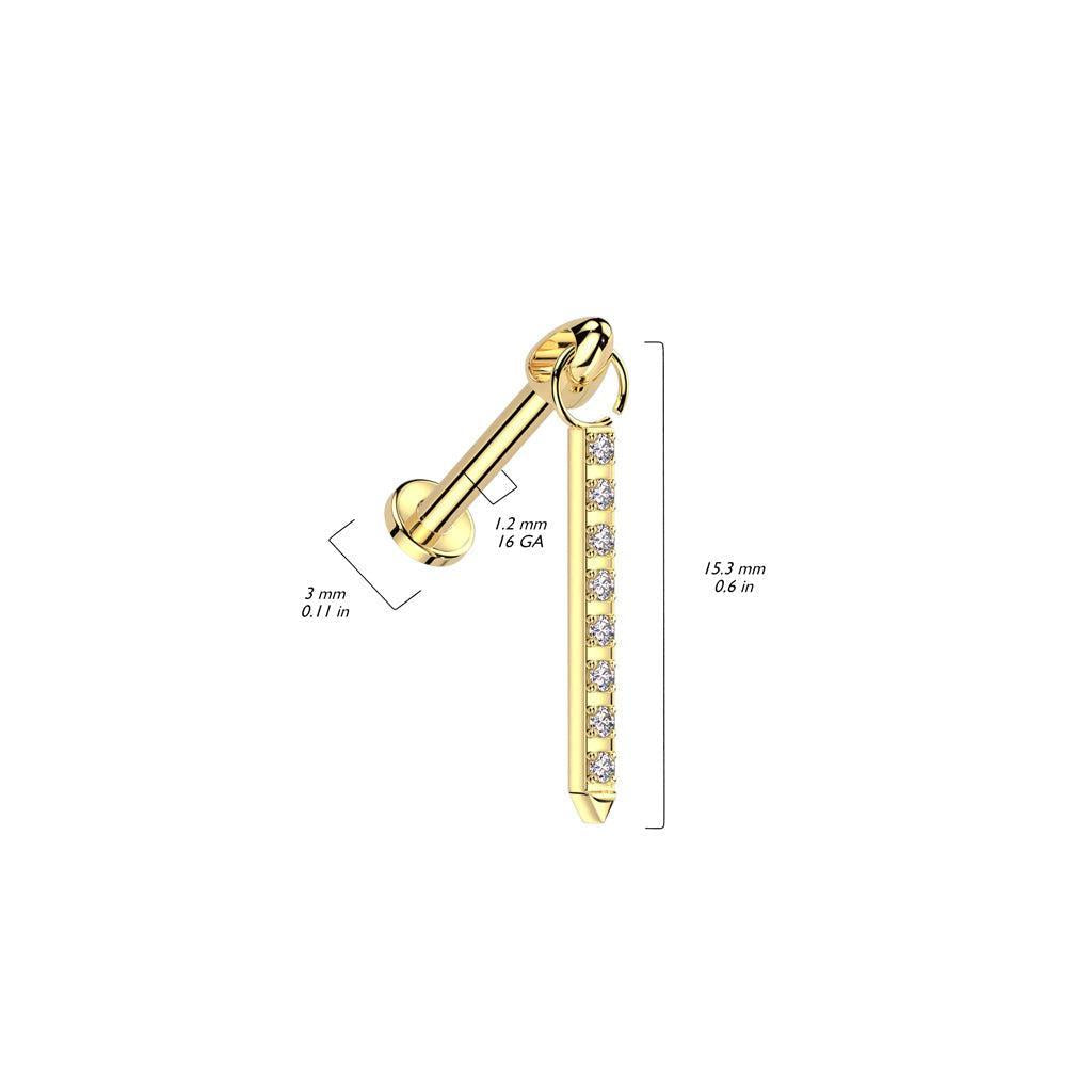 Titanium Gem Row Drop Labret 16G