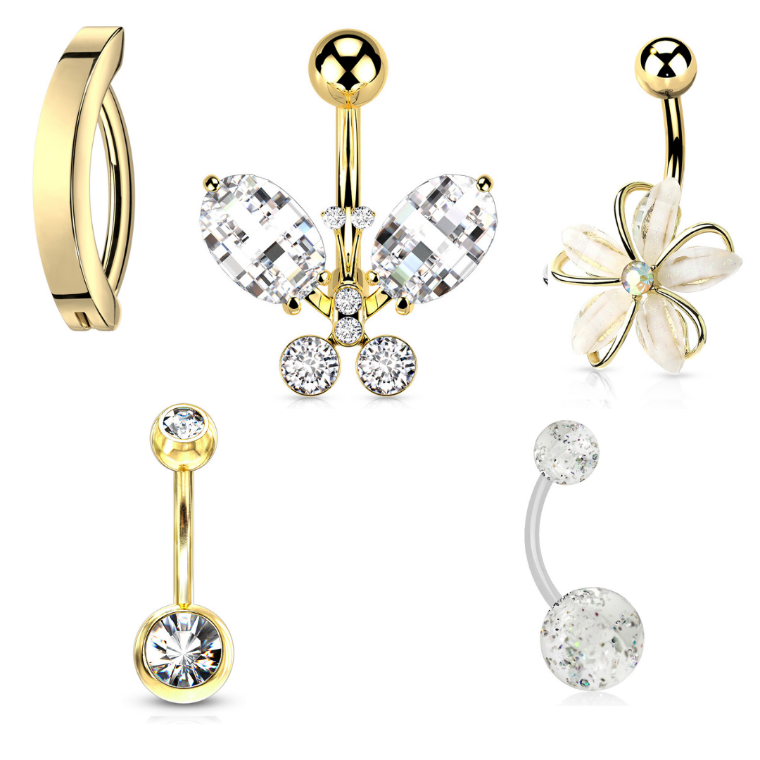 5pc Flower Butterfly Belly Bar Value Pack