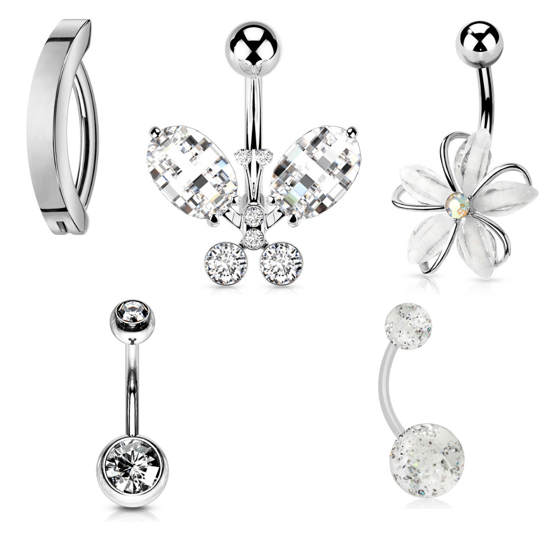 5pc Flower Butterfly Belly Bar Value Pack
