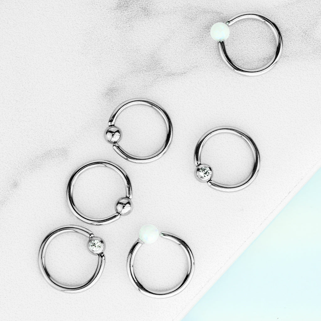 6pc Plated Fixed Captive Ring 16G Value Pack