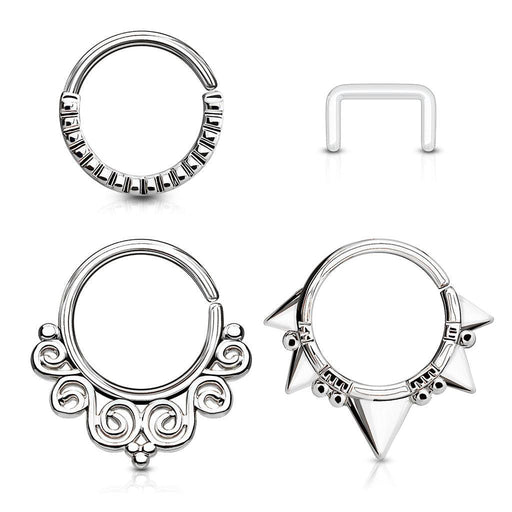 3pc Twist Rings and Retainer 16G (2)-My Body Piercing Jewellery