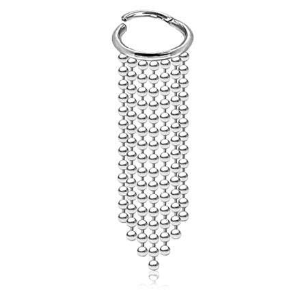 Open Waterfall Chain Hinged Ring – Silver 316L Surgical Steel with Flowing Chain Design for Helix Piercing