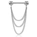 Triple Chain Nipple Dangle – 316L Stainless Steel 14G Barbell with Three Elegant Hanging Chains on white background