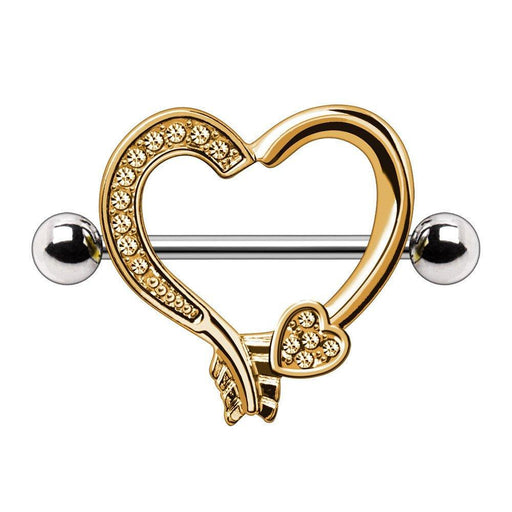 Arrow Heart Nipple Shield 14G (Single)-My Body Piercing Jewellery