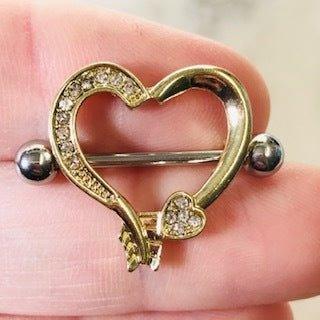 Arrow Heart Nipple Shield 14G (Single)-My Body Piercing Jewellery