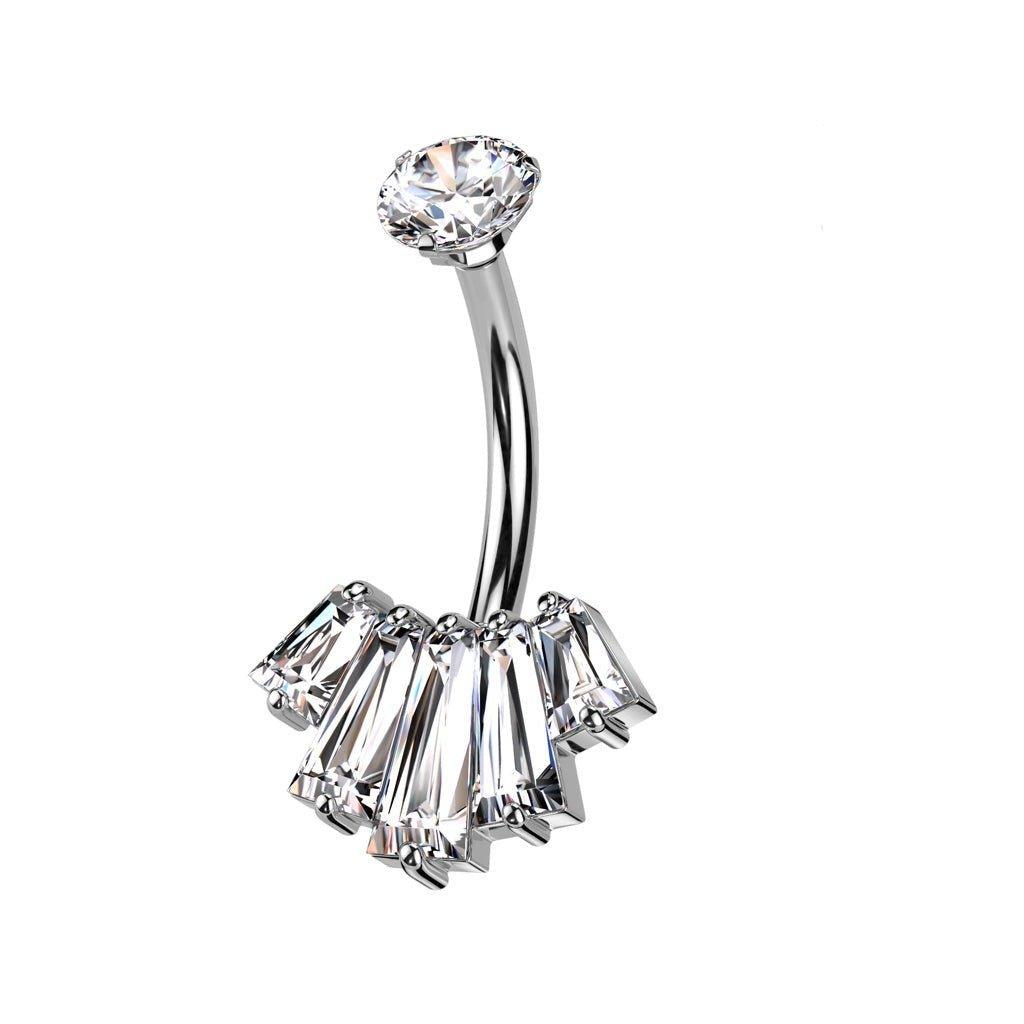 Baguette Fan Belly Bar 14G-My Body Piercing Jewellery