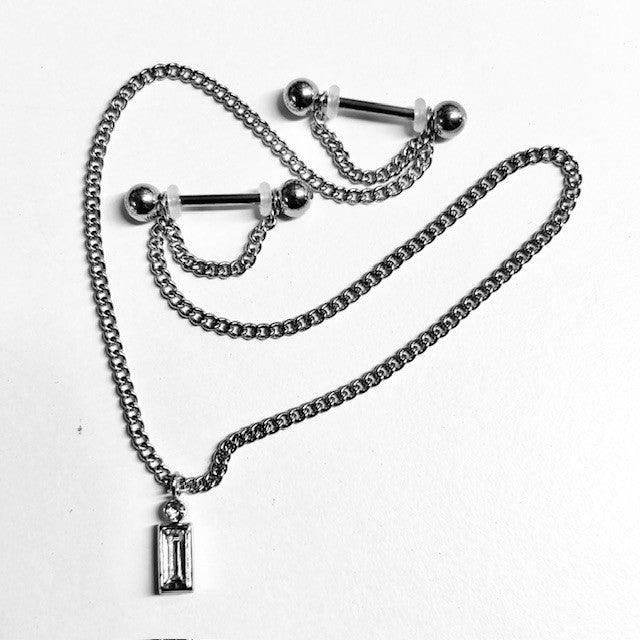 Baguette Gem Nipple Chain - My Body Piercing Jewellery