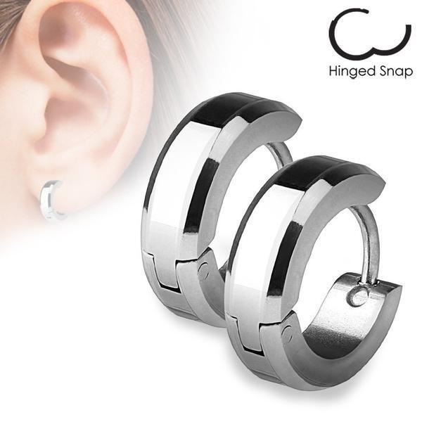 Beveled Edge Huggies Earrings Pair-My Body Piercing Jewellery