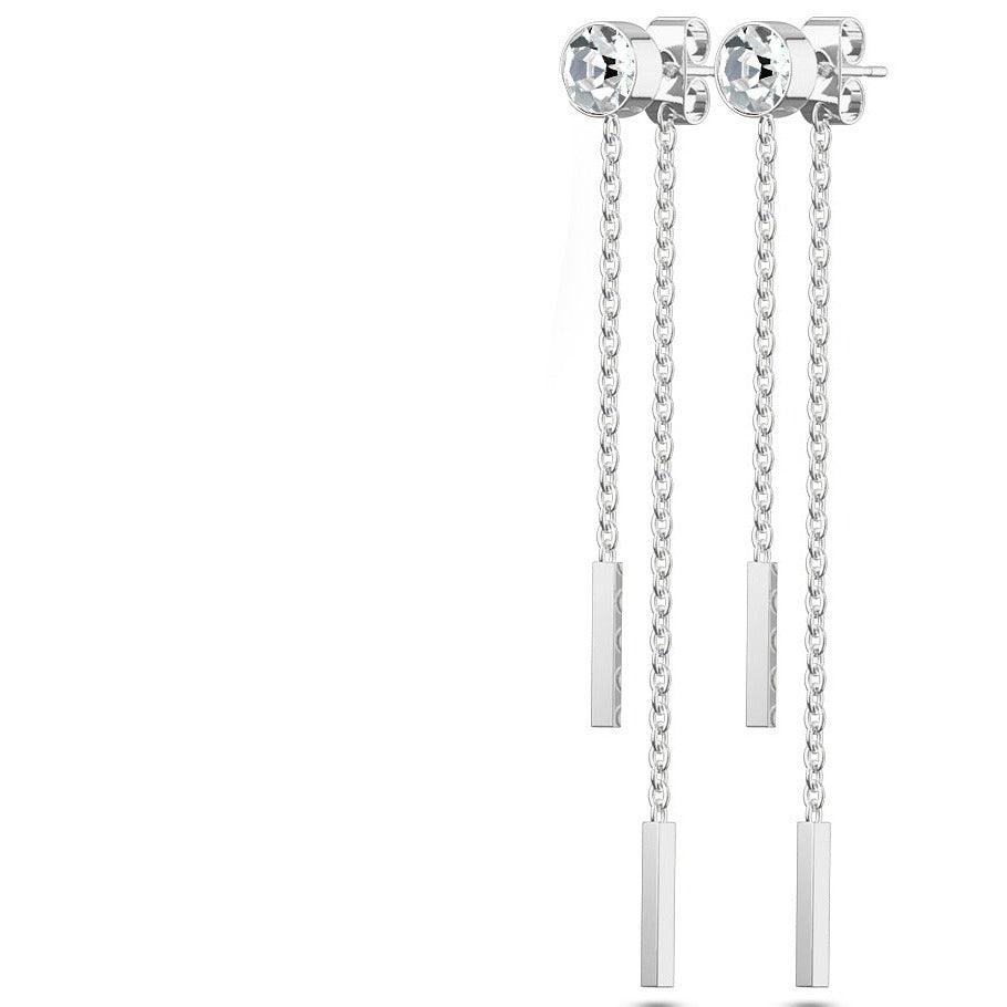 Bezel Gem Chain Earrings Pair - My Body Piercing Jewellery