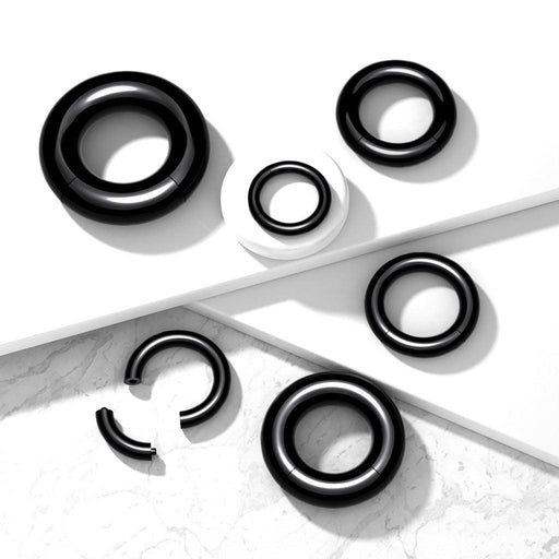 Black Acrylic Segment Ring 8G-00G-My Body Piercing Jewellery
