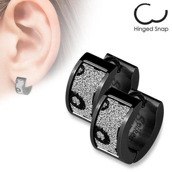 Black Sparkle Huggies Earrings Pair-My Body Piercing Jewellery