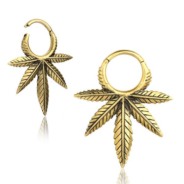 Brass Pot Leaf Hanger PAIR - My Body Piercing Jewellery