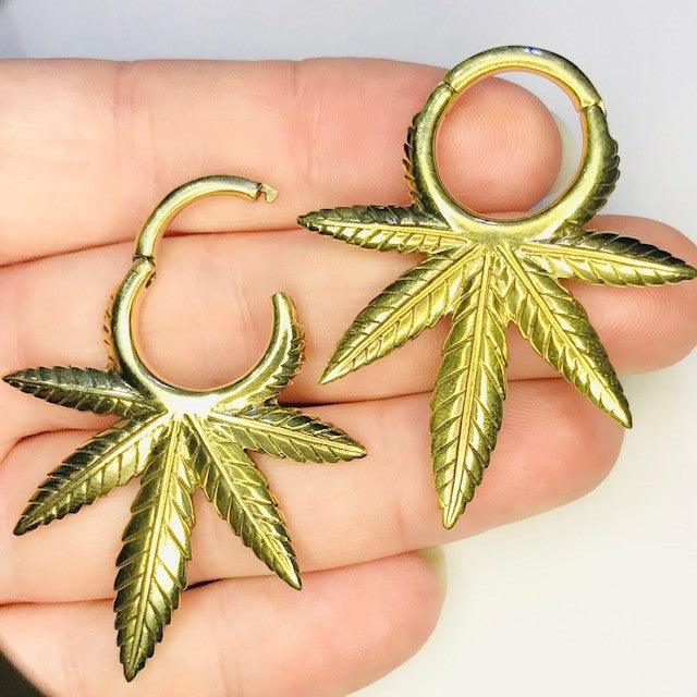 Brass Pot Leaf Hanger PAIR - My Body Piercing Jewellery