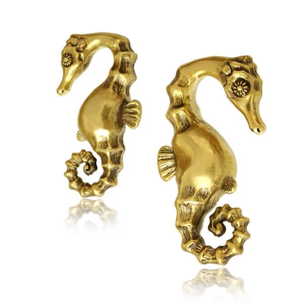 Brass Seahorse Ear Weights PAIR-My Body Piercing Jewellery