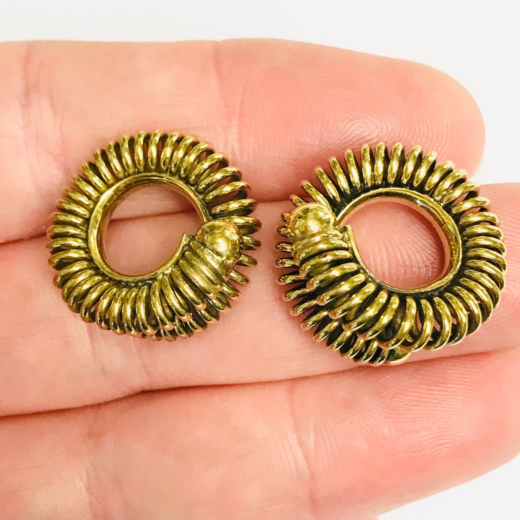 Brass Spring Twist Ear Weights PAIR-My Body Piercing Jewellery