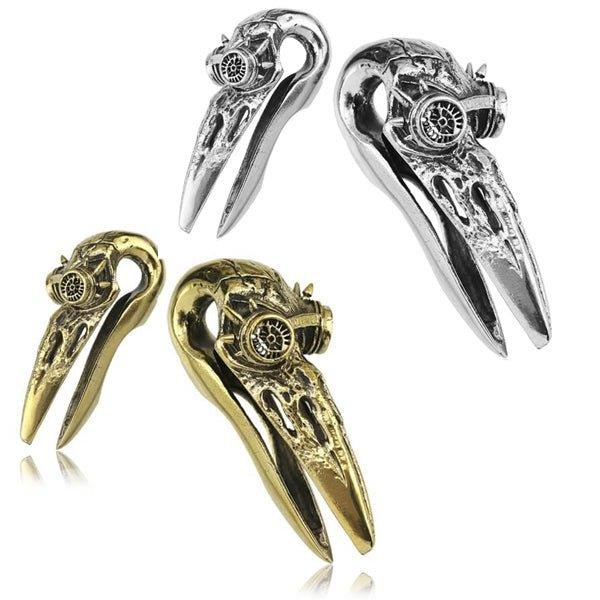 Body Jewelry - Steampunk Crow Skull Ear Weights PAIR