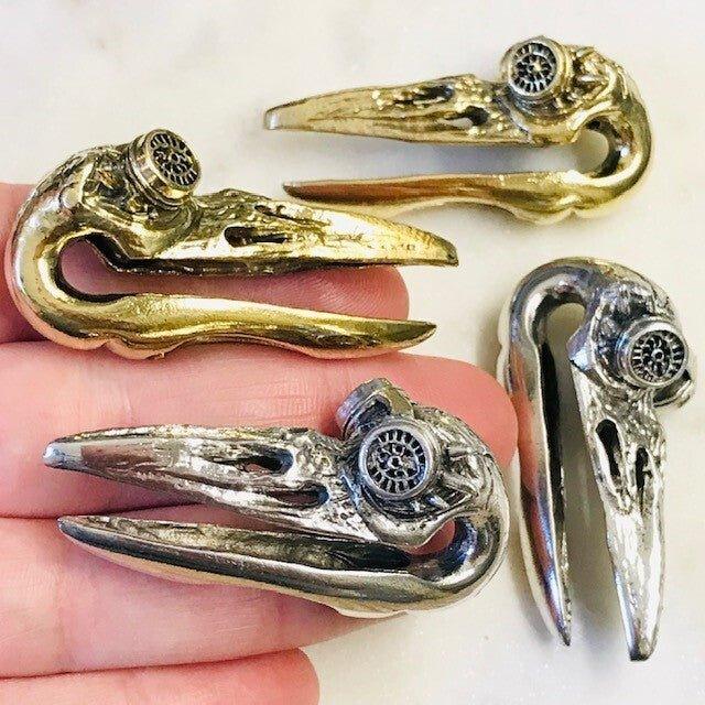 Body Jewelry - Steampunk Crow Skull Ear Weights PAIR