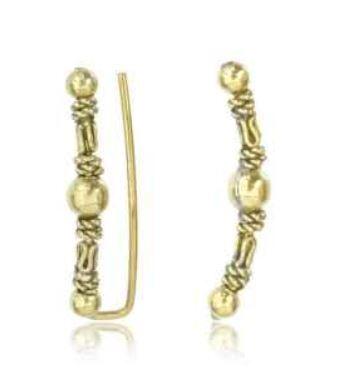Brass Triple Bead Ear Crawler Pair-My Body Piercing Jewellery