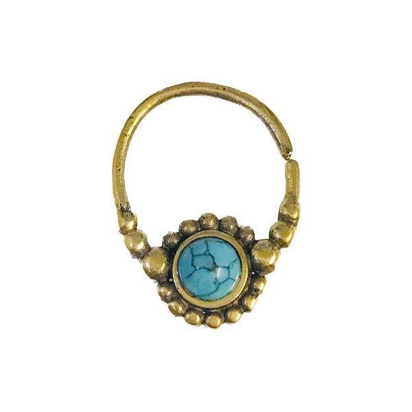Brass Turquoise Ring 18G-My Body Piercing Jewellery