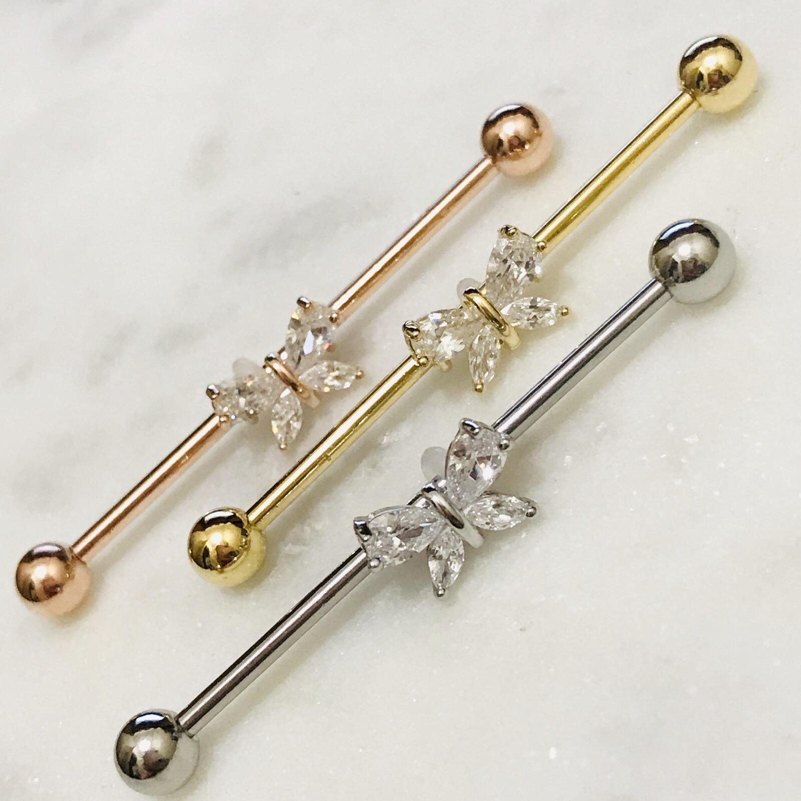 Butterfly Industrial 14G 38mm-My Body Piercing Jewellery