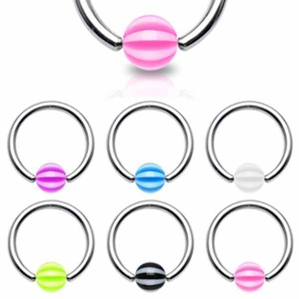 Candy Stripe Captive Ring 16G-My Body Piercing Jewellery