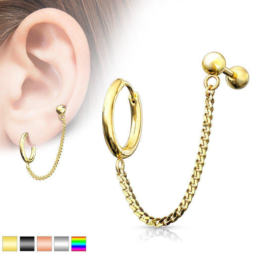 Chain Clicker Ring & Cartilage Bar 18G-My Body Piercing Jewellery